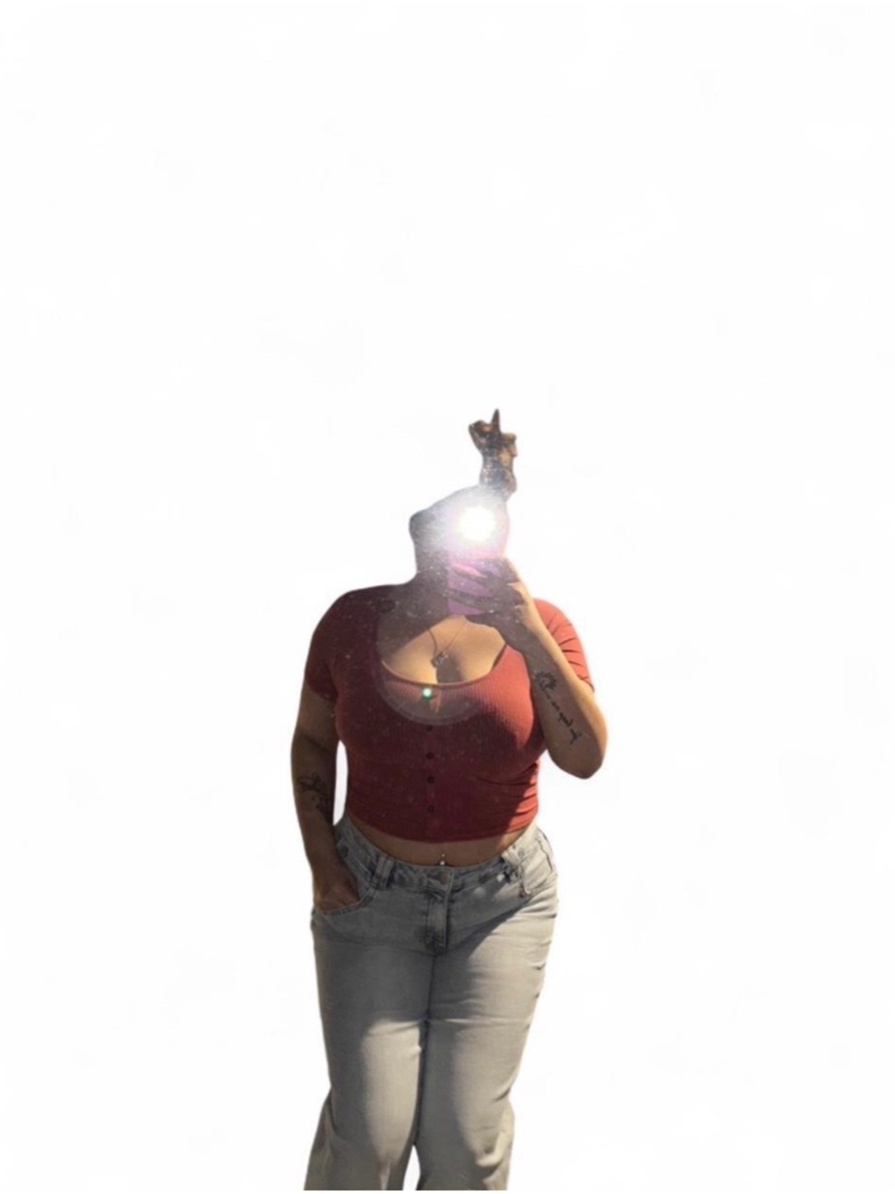 Rust Short-Sleeve Scoop Neck Button Crop Top - Women